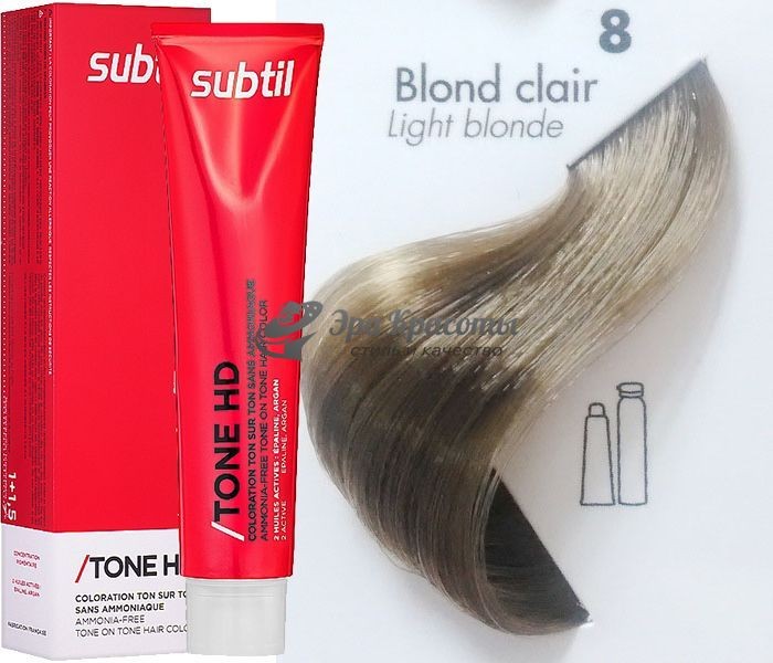 Тонуюча крем-фарба для волосся 8 Blond Clair світло-русявий Tone HD  Ducastel Subtil, 60 мл