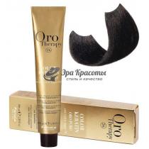 Безаміачна крем-фарба для волосся 3.0 Темно-корічневий Oro Therapy Color Keratin Fanola, 100 мл