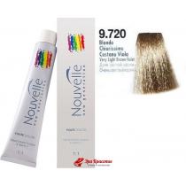 Крем-фарба для волосся 9.720 Дуже світлий коричнево-фіолетовий блондин Nouvelle Hair Color, 100 мл