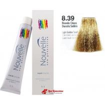 Крем-фарба для волосся 8.39 Світлий золотисто-пісочний блондин Nouvelle Hair Color, 100 мл