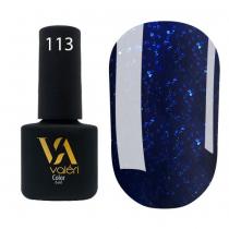 Гель-лак для ногтей 113 черно-синий с синими блестками Color Valeri, 6 мл