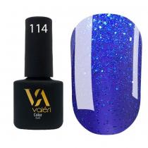 Гель-лак для ногтей 114 синий с синими блестками Color Valeri, 6 мл