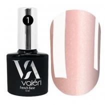 Базовое покрытие для ногтей 01 светло-розовый с золотистым микроблогом French Base Valeri, 12 мл