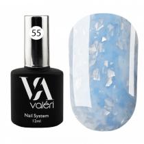 Базовое покрытие для ногтей 55 светло-голубой с серебристой поталью Base Potal Valeri, 12 мл