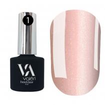 Базовое покрытие для ногтей 01 светло-розовый с золотистым микроблогом French Base Valeri, 6 мл