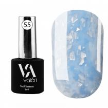 Базовое покрытие для ногтей 55 светло-голубой с серебристой поталью Base Potal Valeri, 6 мл