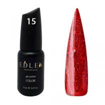 Гель-лак для нігтів 015 червоний з блискітками Color Edlen, 9 мл