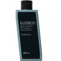 Чоловічий чорний тонуючий шампунь для волосся Manniskan Black Toning Shampoo Kaaral, 250 мл