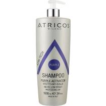 Шампунь Пурпурний активатор для світлого і сивого волосся Purple Activator No Yellow Shampoo Atricos, 1000 мл