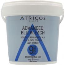 Освітлююча пудра Блондеран Блакитний до 9 тонів Advanced Blue Bleach Powder Atricos, 500 г