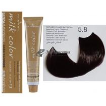 Колоріруюча крем-фарба для волосся без аміаку Milk Color Kleral System 5.8 Світло коричневий золотисто Фіолетовий, 100 мл