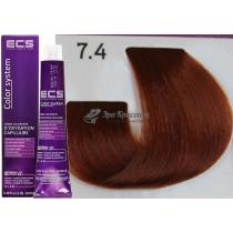 Стійка фарба для волосся 7.4 Мідний блондин ECS, 100 мл