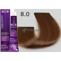 Стійка фарба для волосся 8.0 Світлий блондин ECS, 100 мл