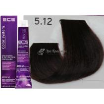 Стійка фарба для волосся 5.12 Попелясто-фіолетовий світло-каштановий ECS, 100 мл