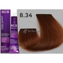 Стійка фарба для волосся 8.34 Золотисто-мідний світлий блондин ECS, 100 мл