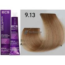 Стійка фарба для волосся 9.13 Попелясто-золотистий дуже світлий блондин ECS, 100 мл