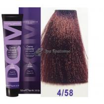 Крем-фарба для волосся 4/58 каштановий червоно-фіолетовий Hair color cream DCM. 100 мл