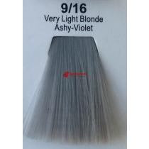 Фарба для волосся стійка 9.16 Дуже Світлий Блонд Попелясто-Фіолетовий Master Lux, 60 мл