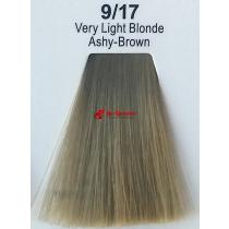 Фарба для волосся стійка 9.17 Дуже Світлий Блонд Попелясто-Коричневий Master Lux, 60 мл