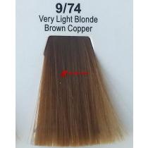 Фарба для волосся стійка 9.74 Дуже Світлий Блонд Коричнево-Мідний Master Lux, 60 мл