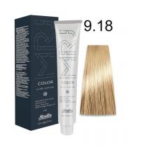 Фарба для волосся 9.18 світлий блондин попелясто-коричневий MRJ Color Mirella, 100 мл