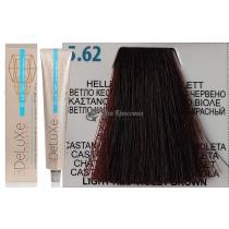 Стійка крем-фарба для волосся 5.62 світло-каштановий фіолетово-червоний 3DeLuXe Professional, 100 мл