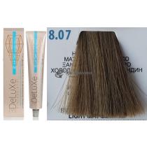 Стійка крем.краска для волосся 8.07 світлий блондин коричневий 3DeLuXe Professional, 100 мл