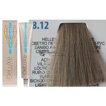Стійка крем-фарба для волосся 8.12 світлий блондин попелясто-перламутровий 3DeLuXe Professional, 100 мл