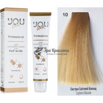Стійка крем-фарба для волосся 10 Екстра світлий блонд Hair Colouring Cream With Fruit Acids You Look, 60 мл