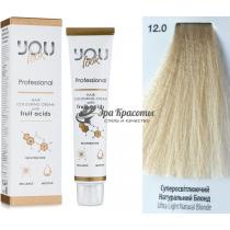 Стійка крем-фарба для волосся 12.0 суперосвітлюючий натуральний блонд Hair Colouring Cream With Fruit Acids You Look, 60 мл