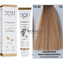 Стійка крем-фарба для волосся 12.32 суперосвітлюючий бежево-перламутровий блонд Hair Colouring Cream With Fruit Acids You Look, 60 мл