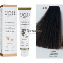 Стійка крем-фарба для волосся 4.3 Шатен золотистий Hair Colouring Cream With Fruit Acids You Look, 60 мл