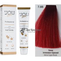 Стійка крем-фарба для волосся 7.66 Блонд інтенсивно-червоний Hair Colouring Cream With Fruit Acids You Look, 60 мл