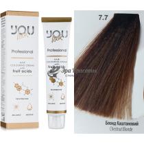 Стійка крем-фарба для волосся 7.7 Блонд шоколадний Hair Colouring Cream With Fruit Acids You Look, 60 мл