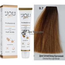 Стійка крем-фарба для волосся 9.7 Дуже світлий блонд каштановий Hair Colouring Cream With Fruit Acids You Look, 60 мл