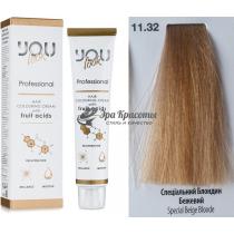 Стійка крем-фарба для волосся 11.32 Спеціальний блондин бежевий Hair Colouring Cream With Fruit Acids You Look, 60 мл