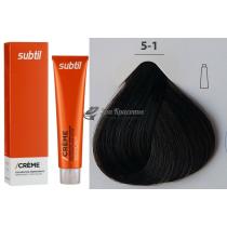 Стійка крем-фарба для волосся 5.1 попелястий світлий шатен Creme Ducastel Subtil, 60 мл