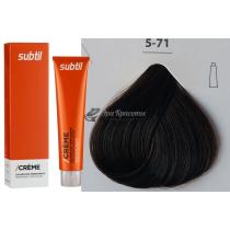 Стійка крем-фарба для волосся 5.71 світлий шатен каштановий попелястий Creme Ducastel Subtil, 60 мл