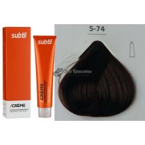 Стійка крем-фарба для волосся 5.74 каштановий мідний світлий шатен Creme Ducastel Subtil, 60 мл