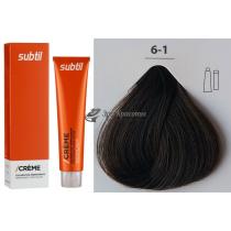 Стійка крем-фарба для волосся 6.1 попелястий темний блондин Creme Ducastel Subtil, 60 мл