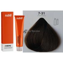 Стійка крем-фарба для волосся 7.31 золотисто-попелястий блондин Creme Ducastel Subtil, 60 мл