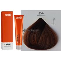 Стійка крем-фарба для волосся 7.4 мідний блондин Creme Ducastel Subtil, 60 мл