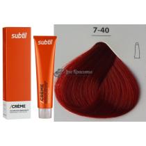 Стійка крем-фарба для волосся 7.40 інтенсивний мідний блондин Creme Ducastel Subtil, 60 мл