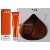 Стійка крем-фарба для волосся 7.43 мідно-золотистий блондин Creme Ducastel Subtil, 60 мл