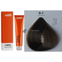Стійка крем-фарба для волосся 8.1 попелястий світлий блондин Creme Ducastel Subtil, 60 мл