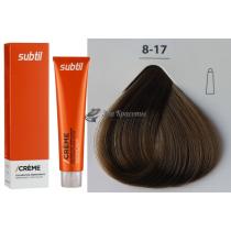 Стійка крем-фарба для волосся 8.17 світлий блондин попелястий насичений Creme Ducastel Subtil, 60 мл