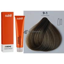 Стійка крем-фарба для волосся 9.1 попелястий дуже світлий блондин Creme Ducastel Subtil, 60 мл