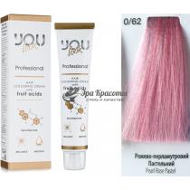 Стійка крем-фарба для волосся 0/62 Рожево-перламутровий пастельний Hair Colouring Cream With Fruit Acids You Look, 60 мл
