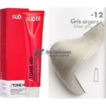 Тонуюча крем-фарба для волосся 12 Gris Argent сірий сріблястий металік Tone HD Ducastel Subtil, 60 мл