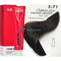 Тонуюча крем-фарба для волосся 5.71 Chatain Clair Marron Cendre світлий шатен каштановий попелястий Tone HD Ducastel Subtil, 60 мл